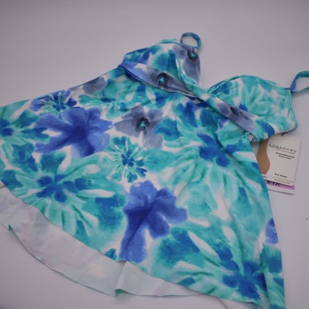 Coco Reef Contours Sorrento Coastal Floral Diamond Wrap Tankini Top Blue 8/32C